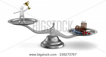 Problems dope in sports. Isolated 3D illustration