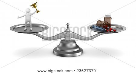 Problems dope in sports. Isolated 3D illustration