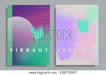 Set Of Poster Covers With Color Vibrant Gradient Background. Trendy Modern Design. Vector Templates 