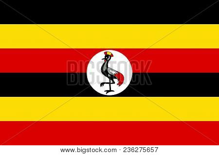 Flag Of Uganda Official Colors And Proportions, Vector Image