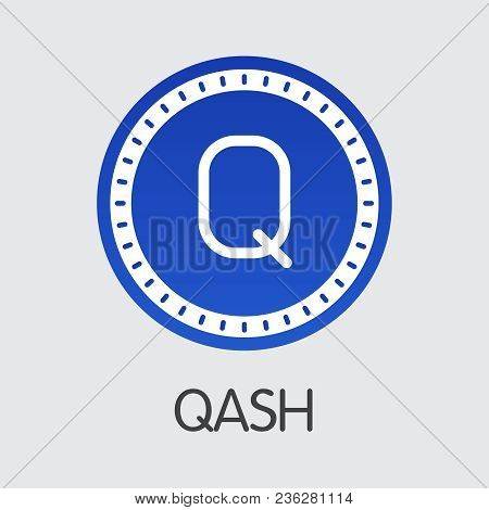 Qash Vector Coin Symbol For Internet Money. Blockchain Cryptocurrency Logo Of Qash And Coin Illustra