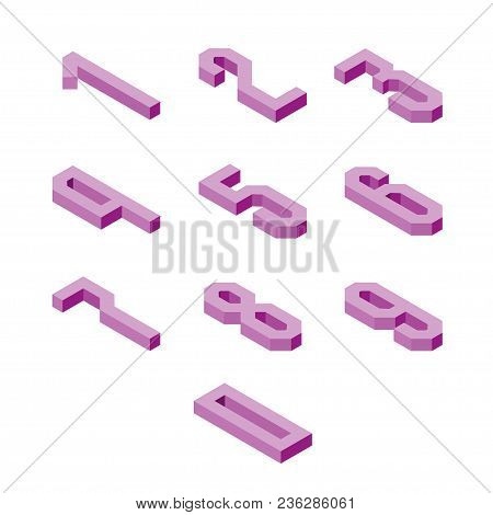 Set Of Isometric Numbers Icons, 3d Characters, Vector Eps 10