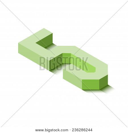 Isometric Five Green Icon, 3d Character With Shadow, Vector Eps10