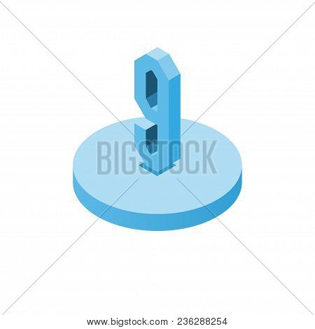 Isometric Blue Nine Icon On Disk, 3d Character, Vector Eps10