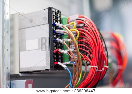 Close Up Electrical Installations And Wires On Relay Protection System
