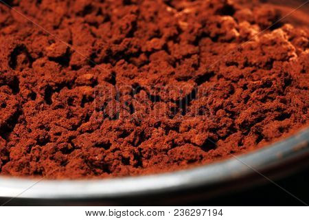 Instant Coffee In Granules. Instant Coffee Background Macro.