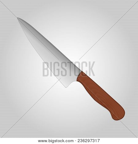 Modern Vector Wooden Kitchen Knife. Kitchen Accessories.