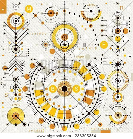 Vector Industrial And Engineering Background, Future Technical Plan. Perspective Blueprint Of Mechan