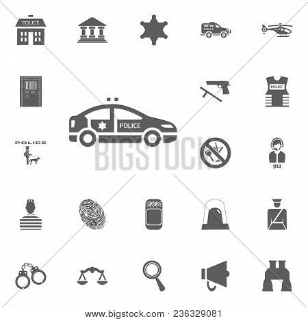 Police Car Icon. Police And Juctice Vector Icon Set