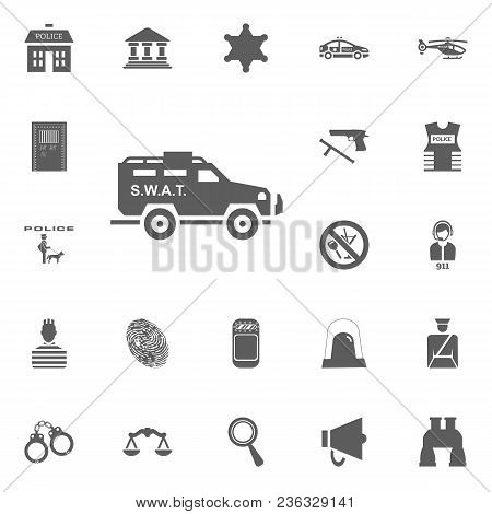 Swat Police Car Icon. Police And Juctice Vector Icon Set
