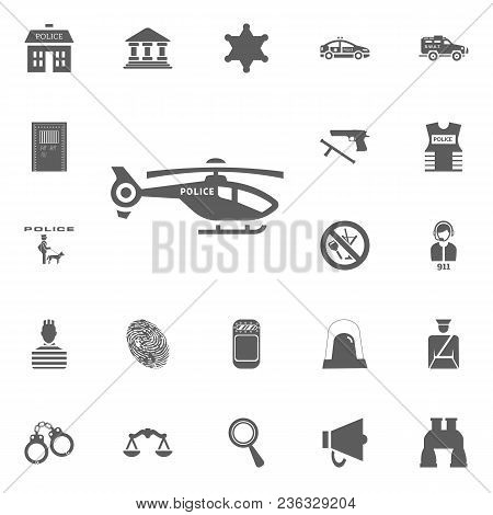 Police Helicopter Icon. Police And Juctice Vector Icon Set