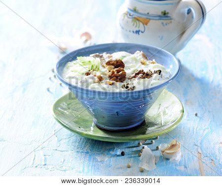 Traditional Bulgarian Tarator - Cucumber, Yogurth And Walnut Cold Soup