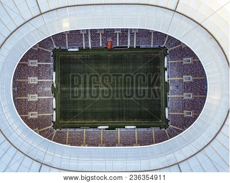 Aerial Football Sport Stadium Trubunes Over The Head Top Down View