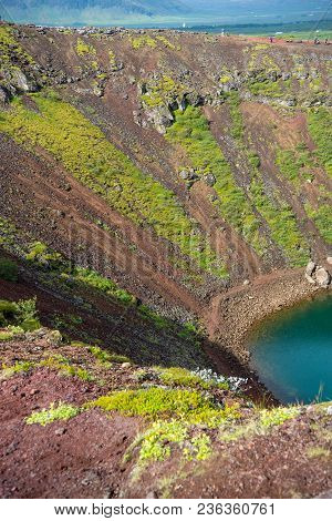 Kerið Volcanic Crater Lake Also Called Kerid Or Kerith In Southern Iceland Is Part Of The Golden Cir