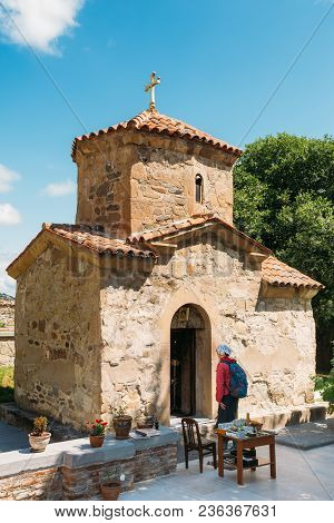 Mtskheta, Georgia. The Ancient Tiny Stone Church Of St. Nina At The Area Of Samtavro Monastery Compl
