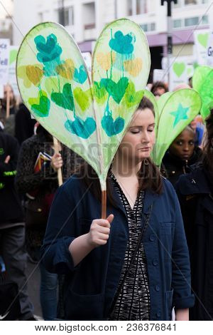 London, United Kingdom, 14th April 2018:- Marchers On A Silent March From Kensington Town Hall To Th