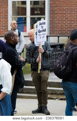 London, United Kingdom, 14th April 2018:- Marchers On A Silent March From Kensington Town Hall To Th
