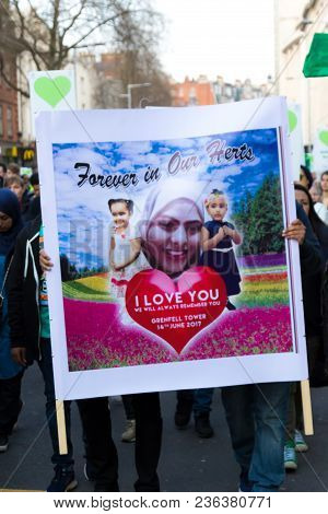 London, United Kingdom, 14th April 2018:- Marchers On A Silent March From Kensington Town Hall To Th