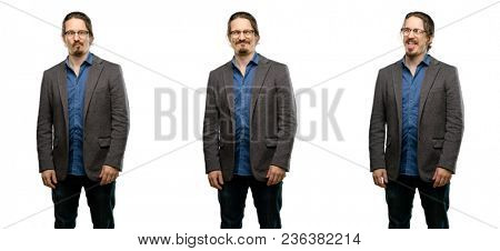 Handsome young man making funny face fooling