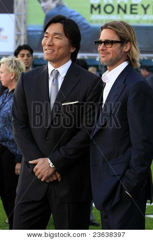 LOS ANGELES - WRZ 19: Hideki Matsui; Brad Pitt przybyć "Uninvited" Światowa premiera na Paramoun