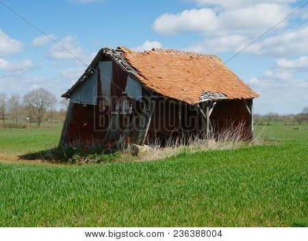 A Delapidated Agricultural Building In Rural Central France