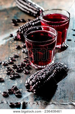 Peruvian Purple Corn Drink. Chicha Morada Purple Sweet Traditional Peruvian Corn Drink