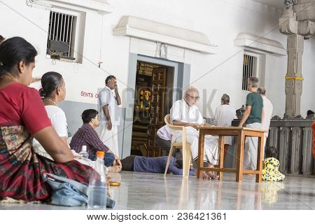 Ashram Of Sri Ramana Maharshi, Tiruvannamalai, Tamil Nadu, India - March Circa, 2018. Unidentified W