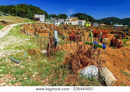 San Juan Chamula, Mexico - March 25, 2015:  Cemetery In San Juan Chamula, An Indigenous Town With Un