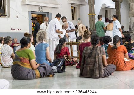 Ashram Of Sri Ramana Maharshi, Tiruvannamalai, Tamil Nadu, India - March Circa, 2018. Unidentified W