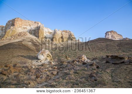 Beautiful Mountain Canyon In The Desert. Boszhira In Ustyurt Plateau, Kazakhstan