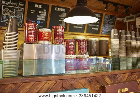 Johor Bahru, Johor: July 22 2018 - Coffee Shop Bar Counter One Of Shop Locate At Jalan Seget, Johor