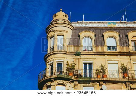 View Of Barcelona House. Spain. Via Laietana Is Name Of Major Thoroughfare In Old District.