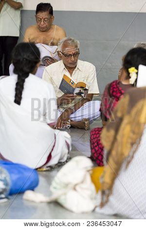 Ashram Of Sri Ramana Maharshi, Tiruvannamalai, Tamil Nadu, India - March Circa, 2018. Unidentified W