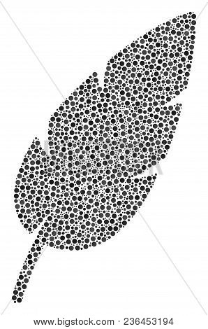 Feather Collage Of Small Circles In Various Sizes And Color Tints. Circle Dots Are Organized Into Fe