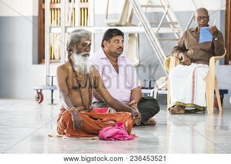 Ashram Of Sri Ramana Maharshi, Tiruvannamalai, Tamil Nadu, India - March Circa, 2018. Unidentified W