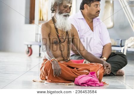 Ashram Of Sri Ramana Maharshi, Tiruvannamalai, Tamil Nadu, India - March Circa, 2018. Unidentified W