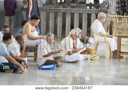 Ashram Of Sri Ramana Maharshi, Tiruvannamalai, Tamil Nadu, India - March Circa, 2018. Unidentified W