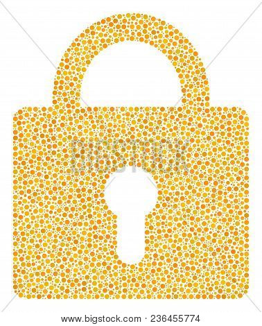 Lock Mosaic Of Small Circles In Different Sizes And Color Hues. Small Circles Are Combined Into Lock