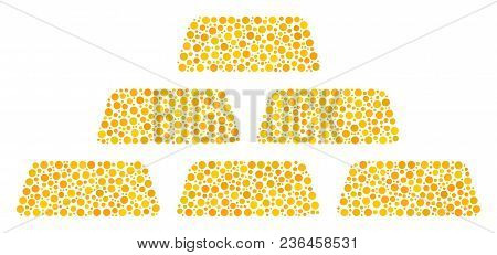 Treasure Bricks Mosaic Of Dots In Different Sizes And Color Shades. Round Dots Are Organized Into Tr