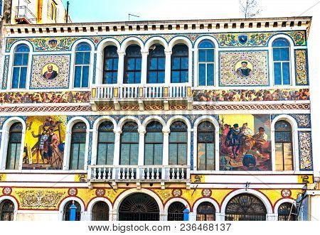 18th Century Barbarigo Palace From Grand Canal Venice Italy.  Salviati Mosaics From 1867