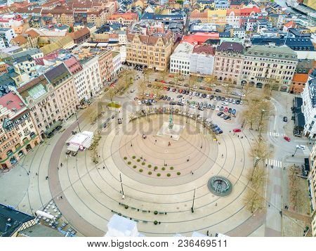 Malmo City Town Square Aerial View From Above