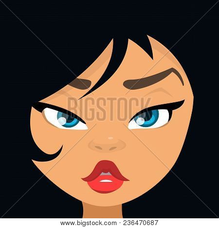 Vector Illustration Of Young Brunette Woman. Vector Illustration