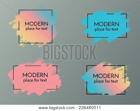 Vector Hand Drawn Artistic Design Element, Box, Frame Or Background For Text. Brush Stroke With Brig