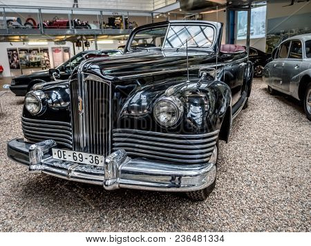 PRAGUE, CZECH REPUBLIC - MARCH 8 2017: Oldtimer  ZIS 110 B, a copy of American Packard, National Technical Museum of Prague