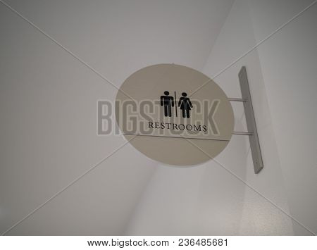 Women/men Steel, Modern Restroom Sign Hanging High Indoors