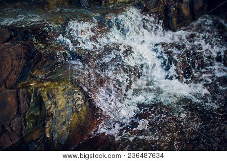 Small Waterfall Vietnam Asia Summer Park Rock
