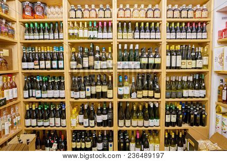 ROME, ITALY - CIRCA NOVEMBER 2017: shelves in a grocery store in Rome.