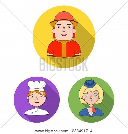 People Of Different Professions Flat Icons In Set Collection For Design. Worker And Specialist Vecto