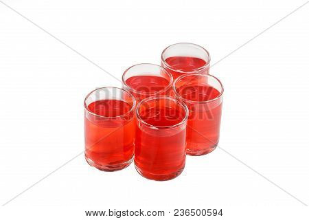 Monochrome Transparent Cocktails, A Set Of Shots A Handful, Five Servings, With A Taste Of Berries, 