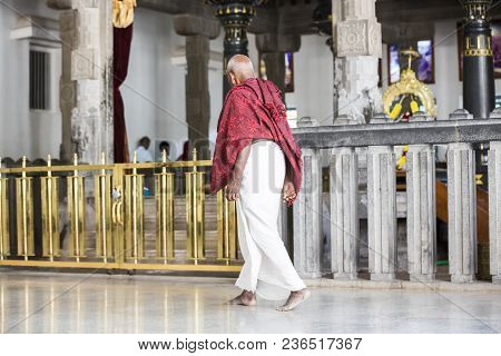 Ashram Of Sri Ramana Maharshi, Tiruvannamalai, Tamil Nadu, India - March Circa, 2018. Unidentified W